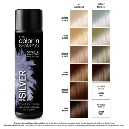 SMART SOLUTIONS My Color In Color Depositing Shampoo – Metallic Silver, Sulfate & Paraben Free, 8.5 fl oz, Made in USA (8 Colors)