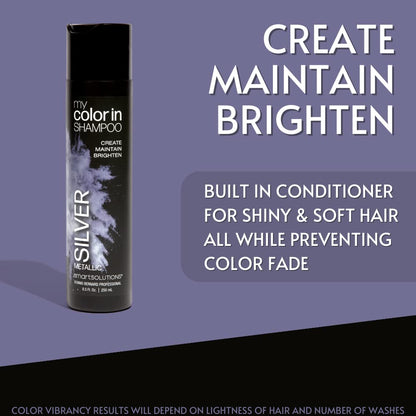 SMART SOLUTIONS My Color In Color Depositing Shampoo – Metallic Silver, Sulfate & Paraben Free, 8.5 fl oz, Made in USA (8 Colors)