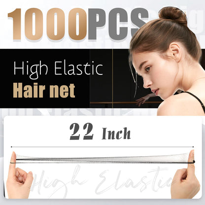 Smilco New Hair Net 1000pcs – 22-Inch Elastic Hexagon Mesh, Black, Professional Hair Containment