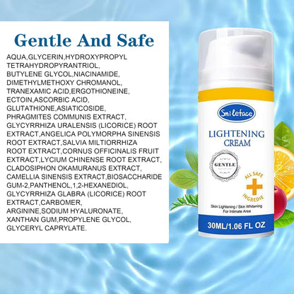SMILEFACE Intimate Areas Skin Lightening Cream – Gentle Whitening for Private Parts, Underarms, Bikini, Inner Thighs (1.06 FL OZ)