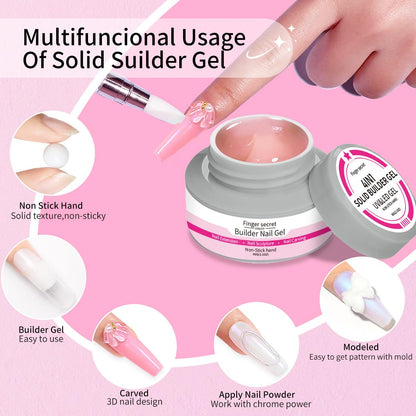 SMSMYXF Solid Builder Gel for Nails 60g | Clear Hard Gel for 3D Sculpting & Extensions