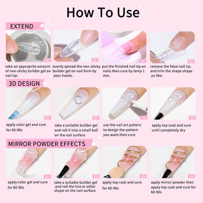 SMSMYXF Non-Stick Solid Builder Gel for Nails – 8oz Clear, Pink, Nude