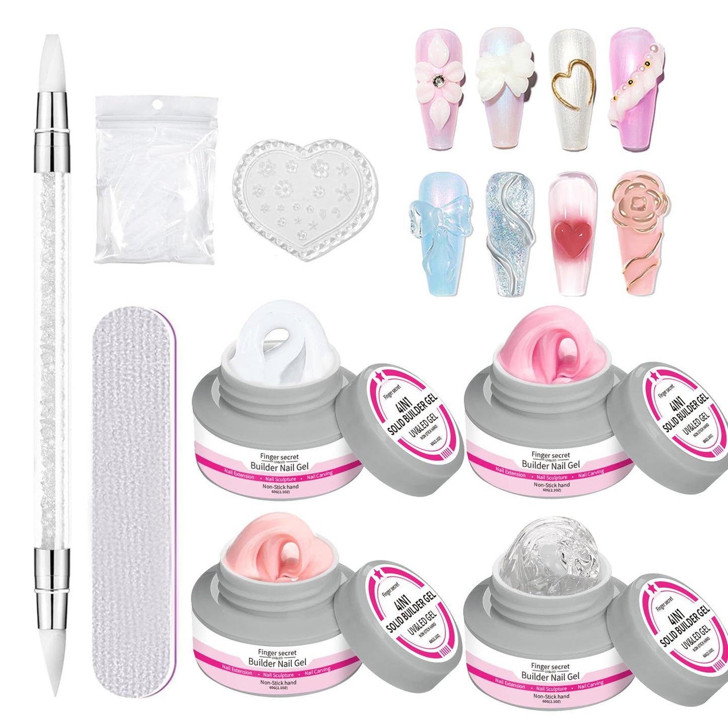 SMSMYXF Non-Stick Solid Builder Gel for Nails – 8oz Clear, Pink, Nude