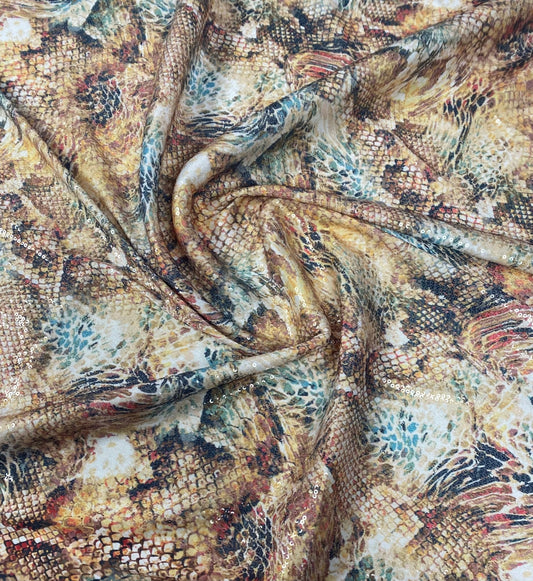 Brown Snake Sequin Fabric for Fashion Sewing