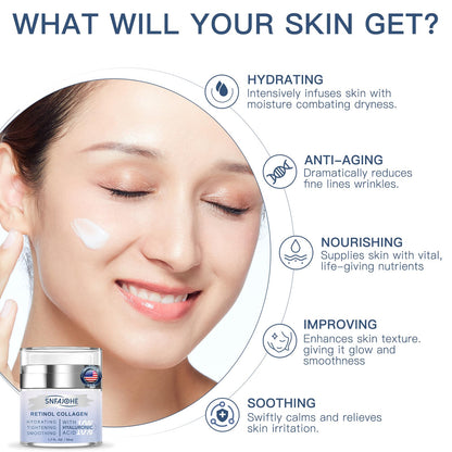 SNFAJOHE Instant Face Lift Cream with Retinol, Collagen & Hyaluronic Acid | Firming Night Moisturizer 1.7 fl oz