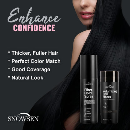 SNOWSEN Hair Building Fibers for Thinning Hair – 27.5g with Pump (Black)