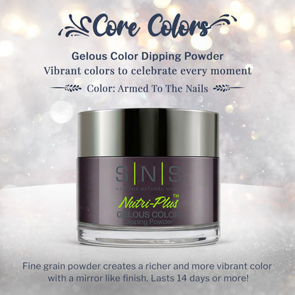 SNS Nail Dip Powder - Armed To The Nails (Purple/Brown, Shimmer) | 1oz | 14 Day Wear, Low Odor, No UV Lamp