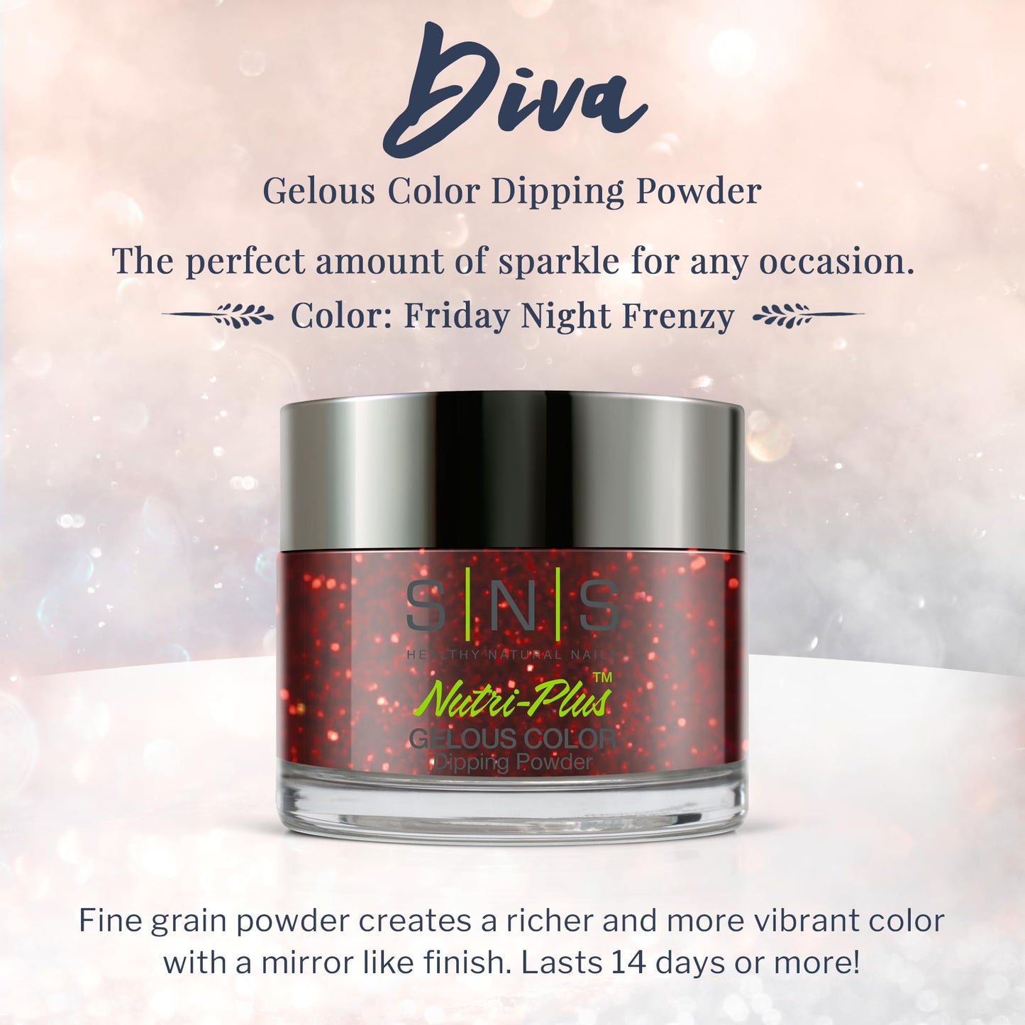 SNS Nail Dip Powder Friday Night Frenzy – Glitter Metallic Red