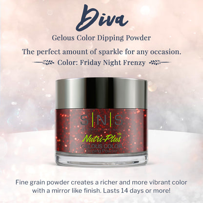 SNS Nail Dip Powder Friday Night Frenzy – Glitter Metallic Red
