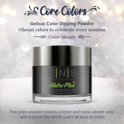 SNS Mozart Black Dip Powder – Long-Lasting Nail Color, Low Odor, No UV Lamp, 1oz
