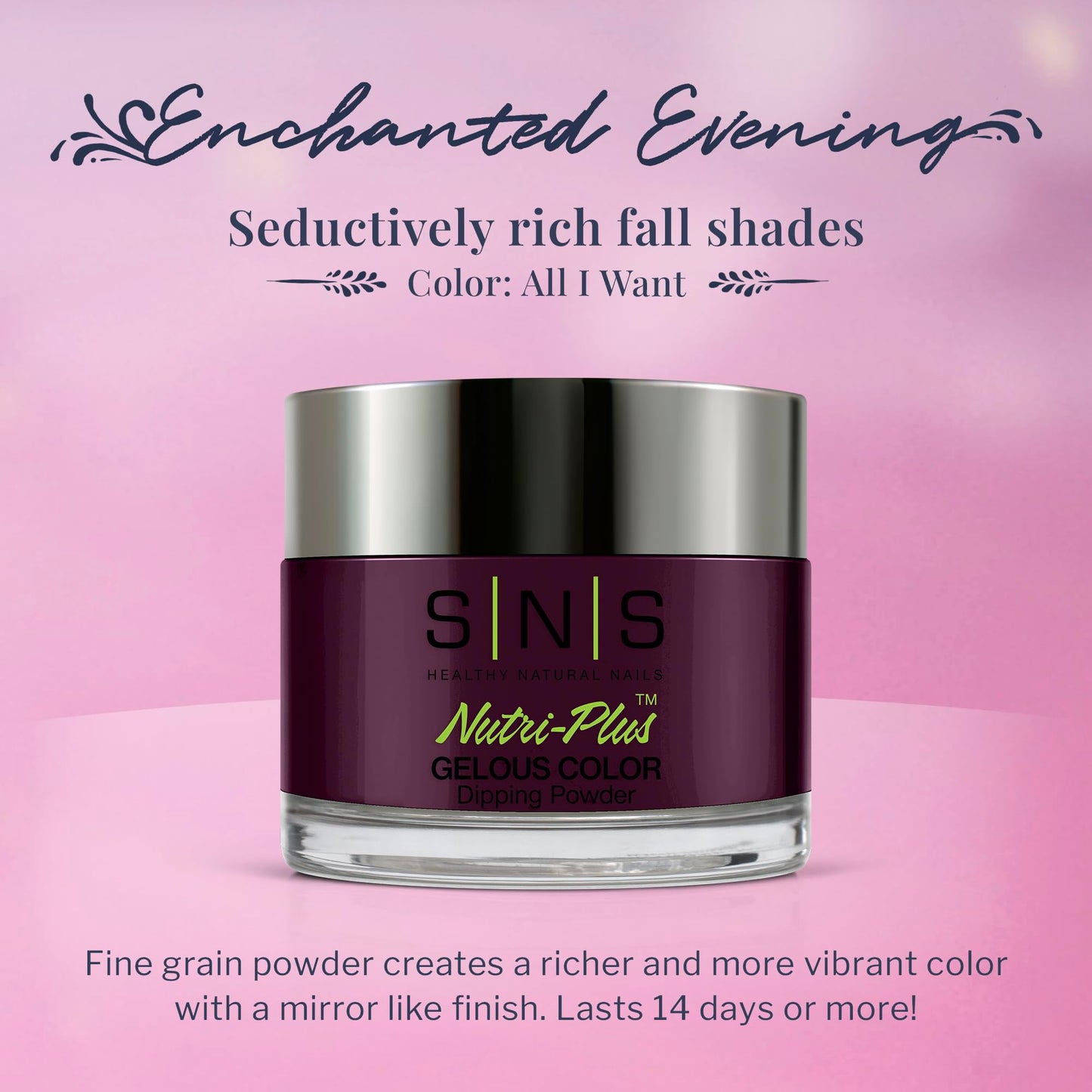 SNS Nail Dip Powder Gelous Color All I Want Purple EE04 - 14-Day, Low-Odor, No UV Lamp, 1 Oz