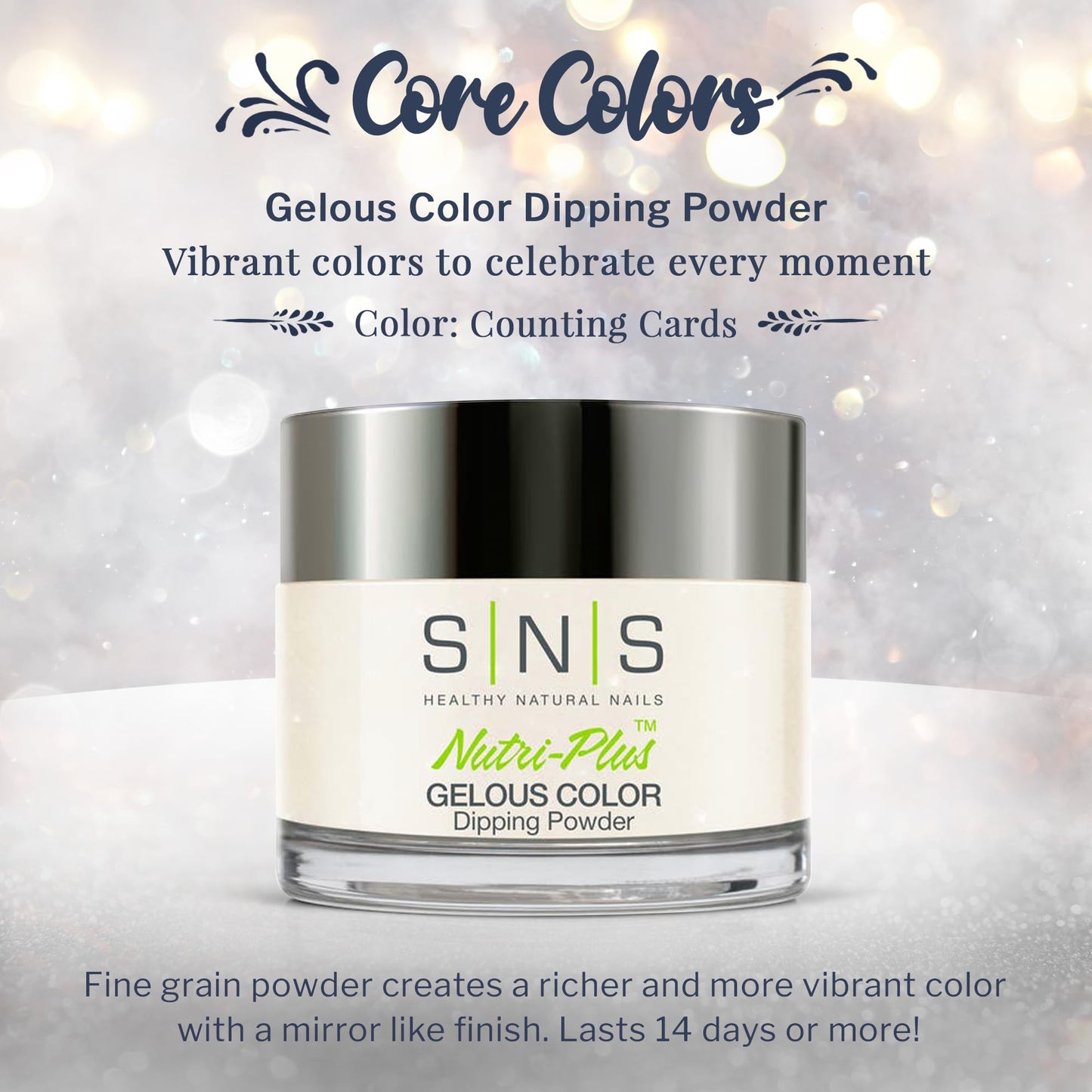 SNS Nail Dip Powder – Counting Cards (White, Natural, Nude & Shimmer) 1oz | Long-Lasting Color, Low Odor, No UV Lamp
