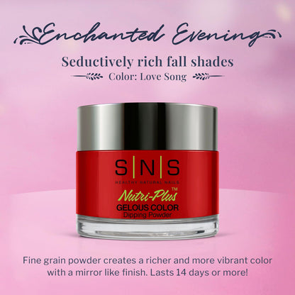 SNS Nail Dip Powder - Love Song (Red/Berry) EE21 | 14-Day Long-Lasting, Low Odor, No UV Lamp | 1 oz