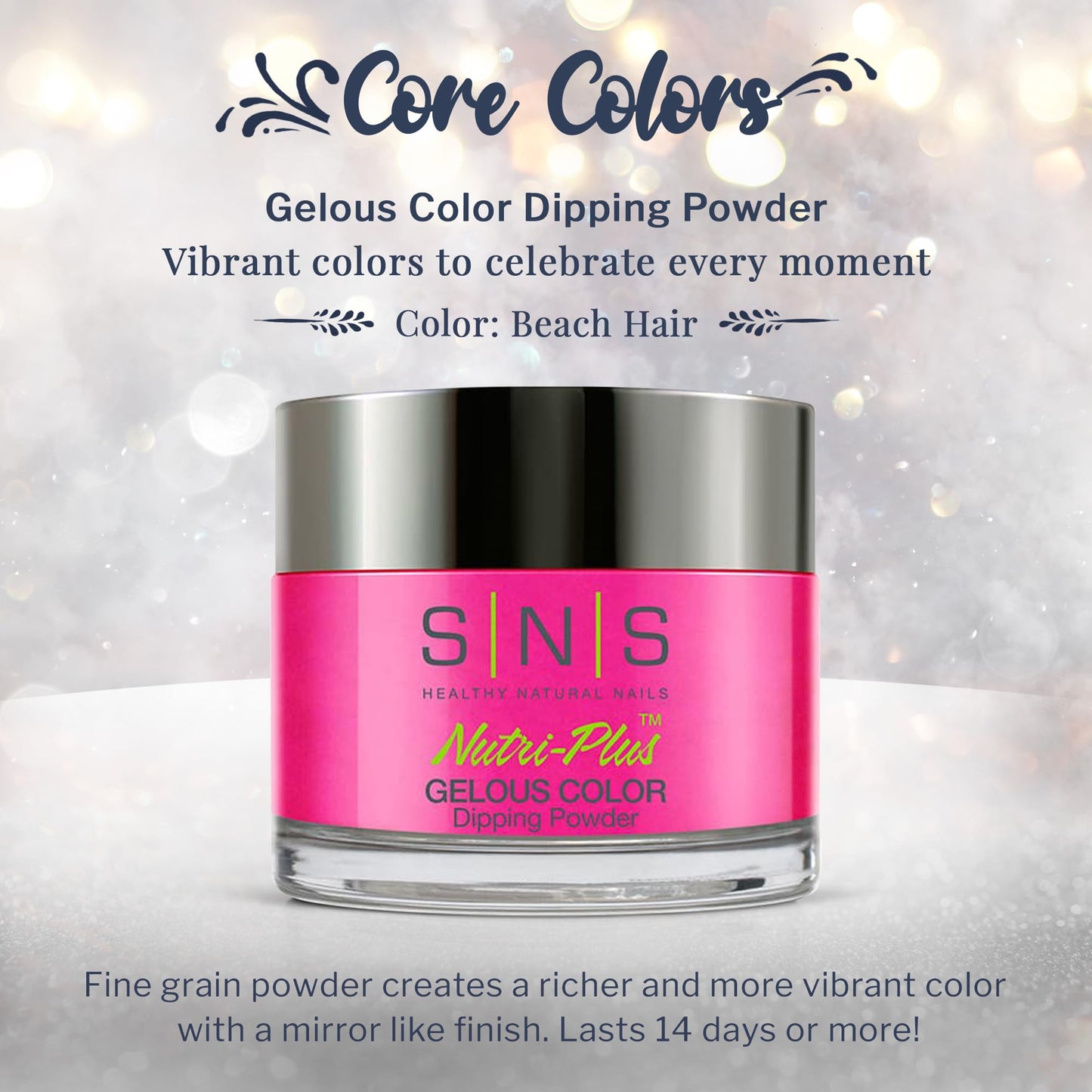 SNS Nail Dip Powder Beach Hair – Long-Lasting, Low-Odor Color at Home (Pink/Magenta, Cream) | No UV Lamp Required | 1oz