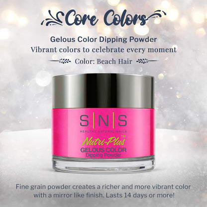 SNS Nail Dip Powder Beach Hair – Long-Lasting, Low-Odor Color at Home (Pink/Magenta, Cream) | No UV Lamp Required | 1oz