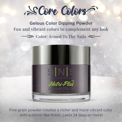 SNS Nail Dip Powder - Armed To The Nails Purple Brown Shimmer (1.5oz) | 14-Day, Low-Odor, No UV Lamp