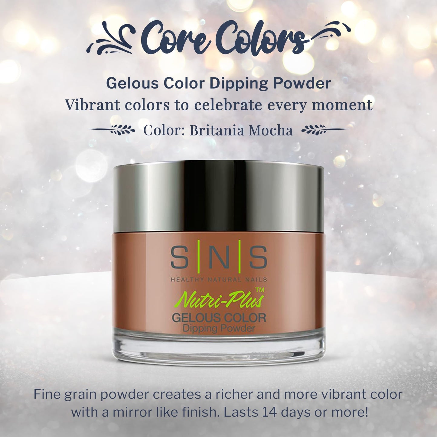 SNS Britania Mocha Dip Powder – Long-Lasting Brown Shimmer, No UV Lamp Needed