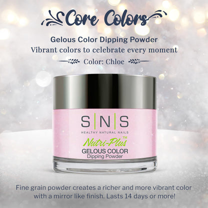 SNS Nail Dip Powder Chloe – Gelous Color Dipping Powder, Natural Nude Lavender Shimmer, 14-Day Wear, Low Odor, No UV Lamp, 1oz