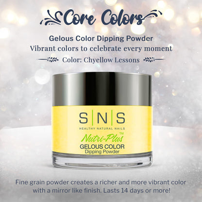 SNS Nail Dip Powder - Gelous Color Chyellow Lessons (Yellow/Cream) – 14 Day Wear, Low Odor, No UV Lamp, 1oz