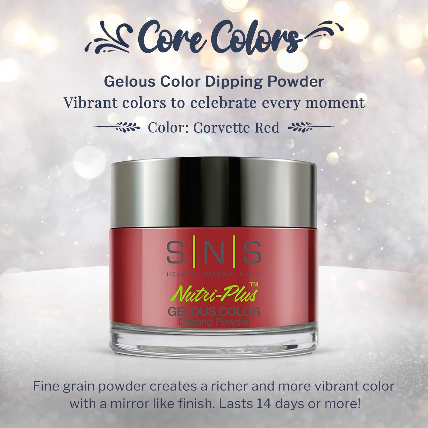 SNS Corvette Red Dip Powder | 14-Day Wear, Low Odor, No UV Lamp Required - 1oz