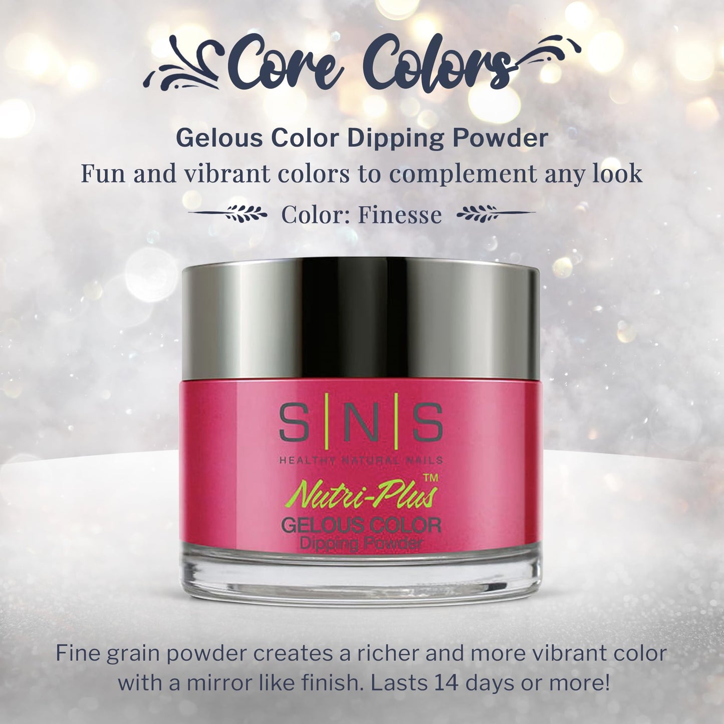 SNS Healthy Natural Nails – Finesse Dip Powder (Pink/Red/Magenta, Cream) 1.5oz – 14-Day Wear, Low Odor, No UV Lamp