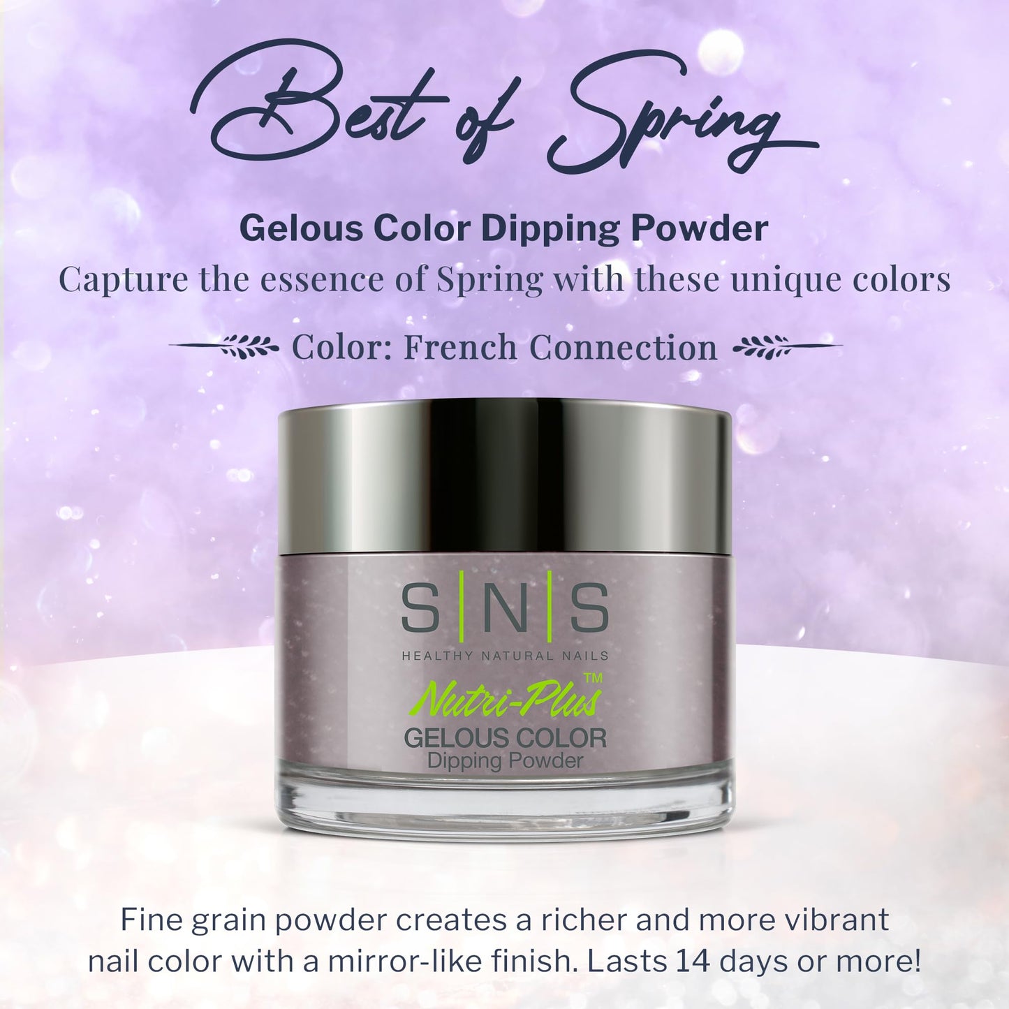 SNS Nail Dip Powder French Connection - Purple/Mauve Shimmer (1oz) | Long-Lasting, Low-Odor, No UV Lamp