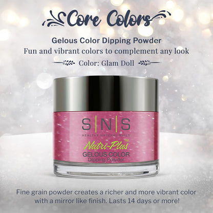 SNS Nail Dip Powder Glam Doll | Gelous Color Shimmer Dip Powder, 1.5oz – Long-Lasting, Low Odor