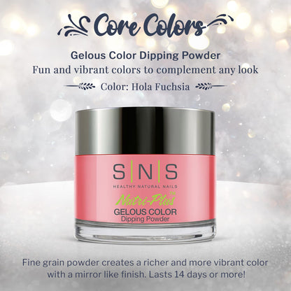 SNS Nail Dip Powder Hola Fuchsia (Pink) – Gelous Color Dip, 1.5oz | 14 Days Long-Lasting, Low Odor, No UV