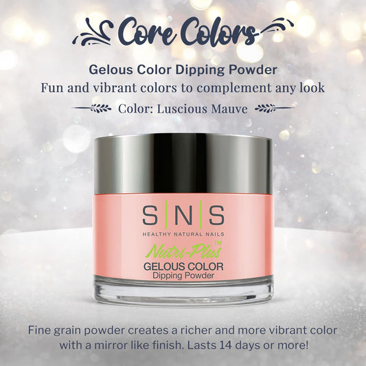 SNS Nail Dip Powder – Luscious Mauve (Cream Pink), 14+ Day Wear, Low Odor, No UV Lamp, 1.5oz