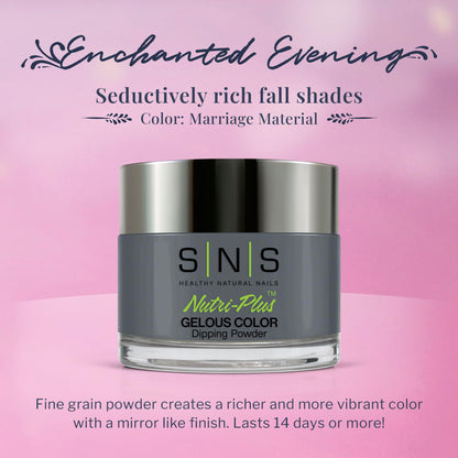 SNS Nail Dip Powder Marriage Material Gray (EE09) – 14+ Day Wear, Low-Odor, No UV Lamp, 1 oz