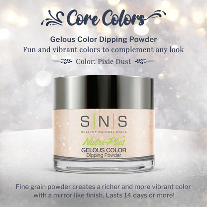 SNS Nail Dip Powder Pixie Dust – Gelous Color, Pink Glitter, 14-Day Wear, Low Odor, No UV Lamp, 1.5oz