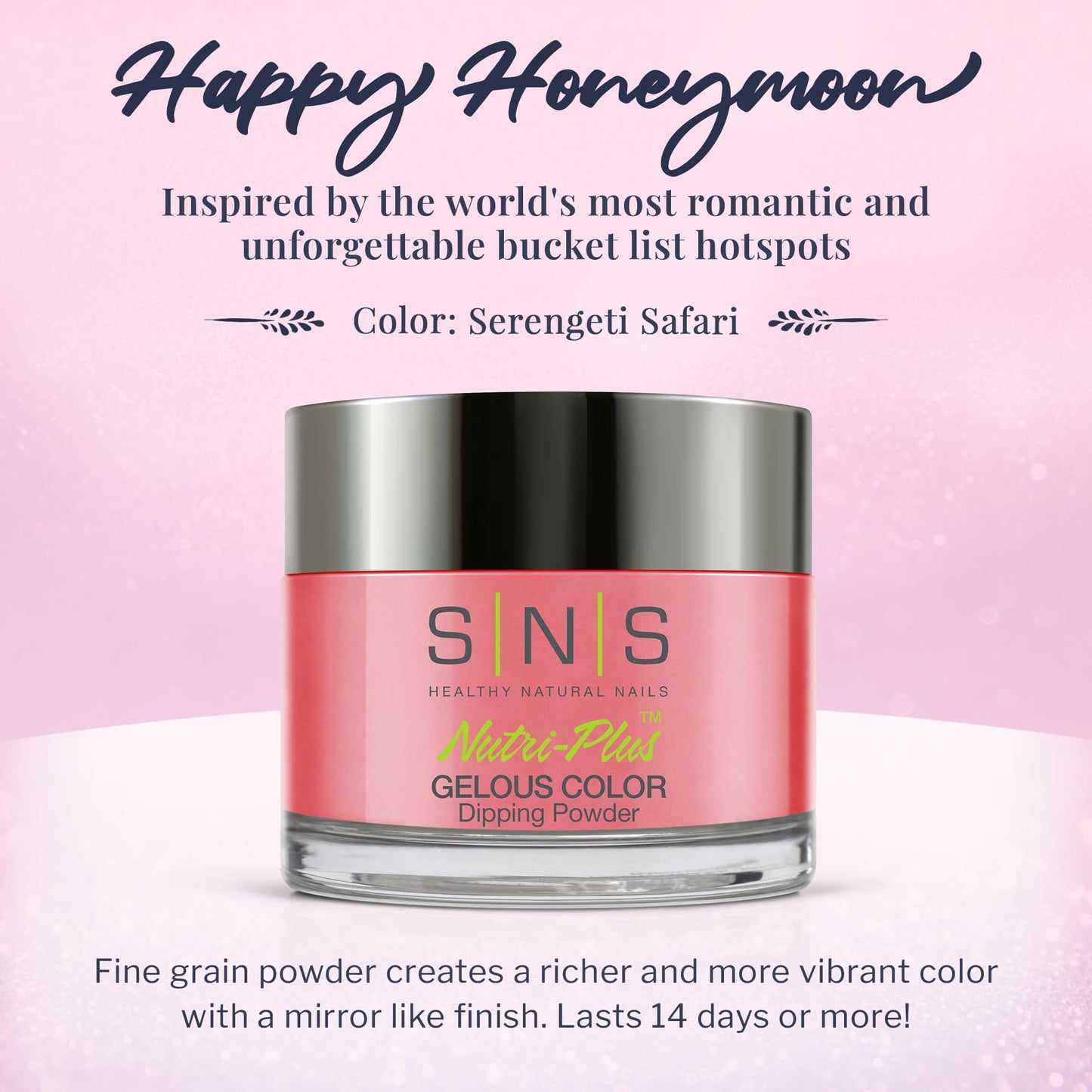 SNS Nail Dip Powder Serengeti Safari - Pink/Coral Cream, 1 Oz | Long-Lasting Dip Color, No UV Lamp, 14+ Days