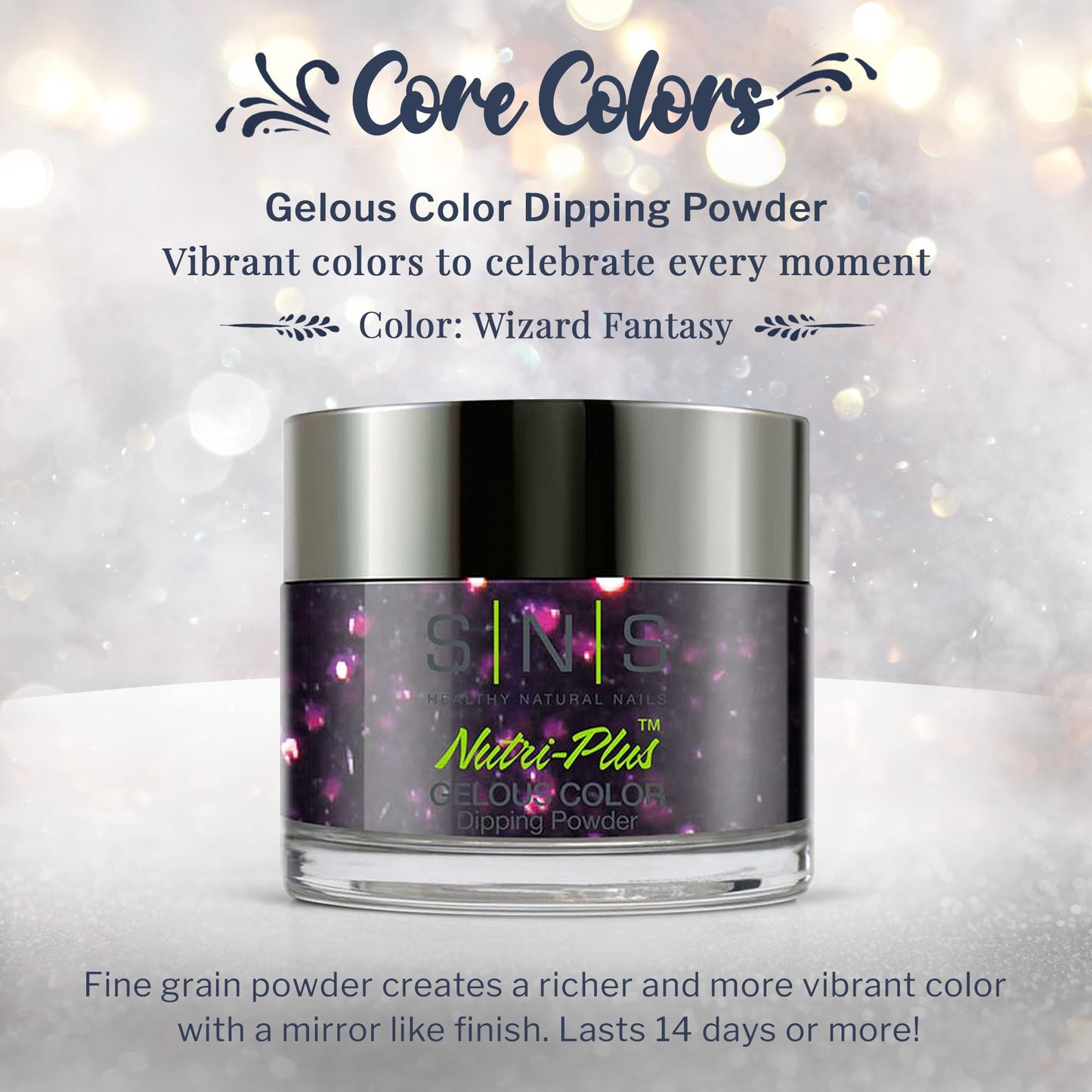 SNS Nail Dip Powder Wizard Fantasy - Purple Glitter (1oz) | Long-Lasting Color, Low Odor, No UV Lamp