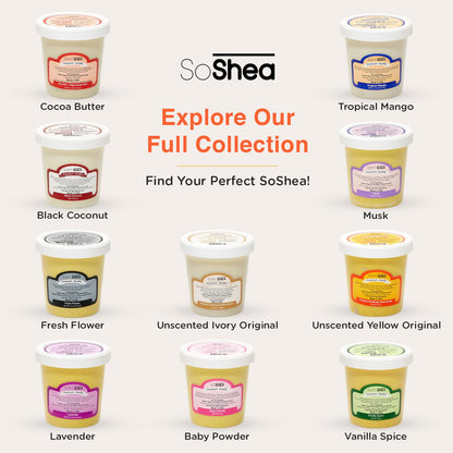 SoShea Whipped Shea Butter Unscented Ivory Original – 11.5oz, Cold-Pressed, Vegan, Paraben-Free