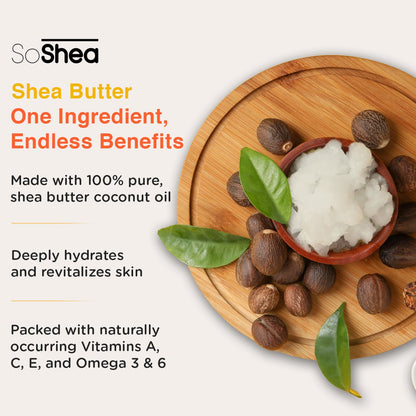 SoShea Whipped Shea Butter Unscented Ivory Original – 11.5oz, Cold-Pressed, Vegan, Paraben-Free