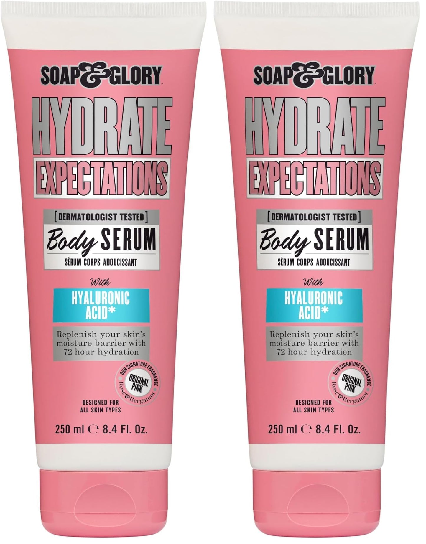 Soap & Glory Hydrate Expectations Body Serum – Hyaluronic Acid, Vegan, Lightweight & Fast-Absorbing (8.4 fl oz Pack of 2)
