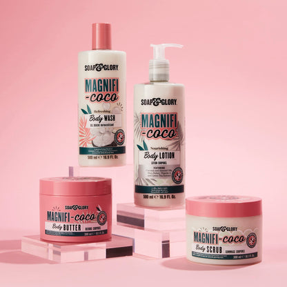 Soap & Glory Magnifi-Coco Body Lotion – Coconut Moisturizer with Shea Butter & Rose Canina Oils (500ml, Pack of 2)