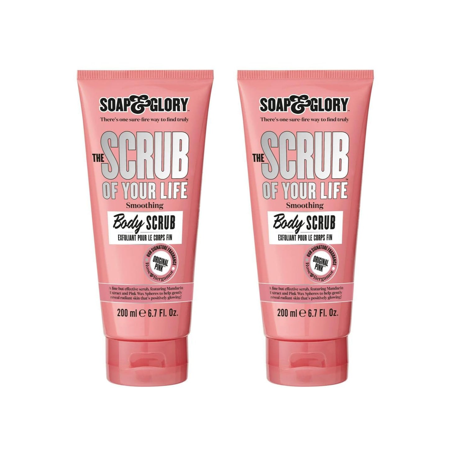 Soap & Glory Original Pink The Scrub Of Your Life Exfoliating Body Scrub – Vegan, Rose & Bergamot, 200ml x2