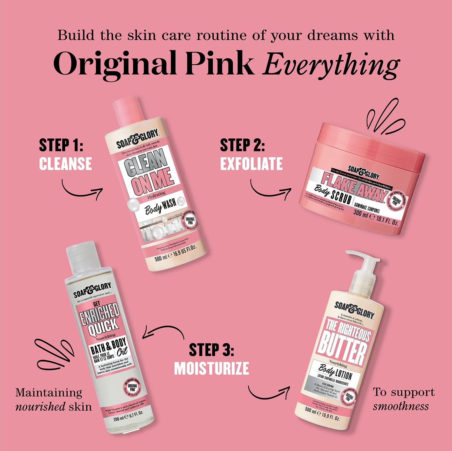 Soap & Glory Original Pink The Righteous Butter – Vegan Body Lotion, Rose & Bergamot Scent, 500ml Pack of 2