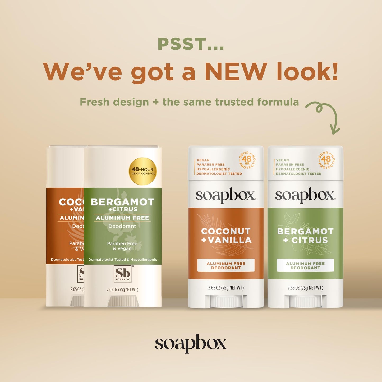 Soapbox Aluminum Free Deodorant 2-Pack – Bergamot & Citrus + Coconut & Vanilla | Natural, Aluminum-Free