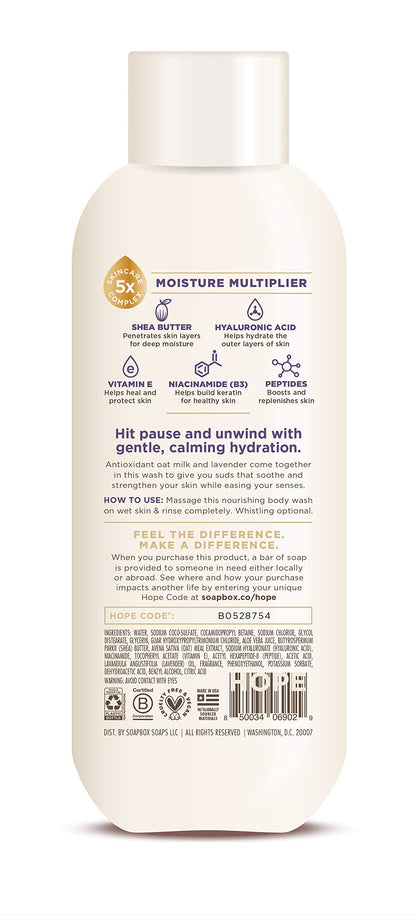 Soapbox Oat Milk + Lavender Body Wash – Vegan, Moisturizing with Shea Butter | 3 x 20oz