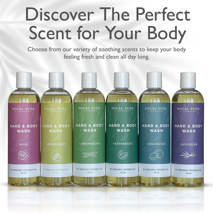 SoCal Suds & Company Organic Body Wash – Gentle Peppermint Shower Gel for Men & Women, 12oz