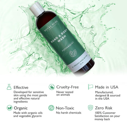 SoCal Suds & Company Organic Shea Butter Body Wash – Peppermint Castile Soap (12oz)
