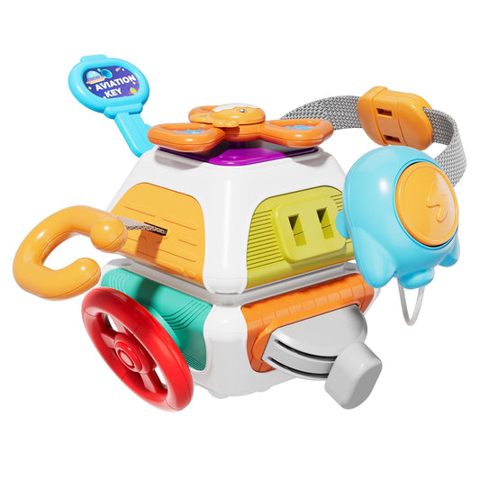SOCBTNSO 10-in-1 Montessori Busy Board for Toddlers – Car Steering Wheel & Keys