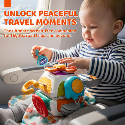 SOCBTNSO 10-in-1 Montessori Busy Board for Toddlers – Car Steering Wheel & Keys