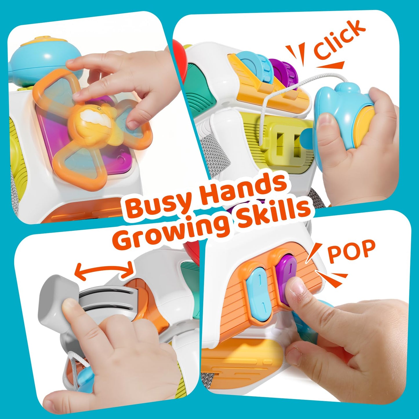 SOCBTNSO 10-in-1 Montessori Busy Board for Toddlers – Car Steering Wheel & Keys