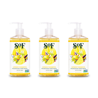 SoF Nourishing Hand Wash Lemon Verbena 8 oz Bottle (3 Pack) | Vegan & Non-GMO | South Of France