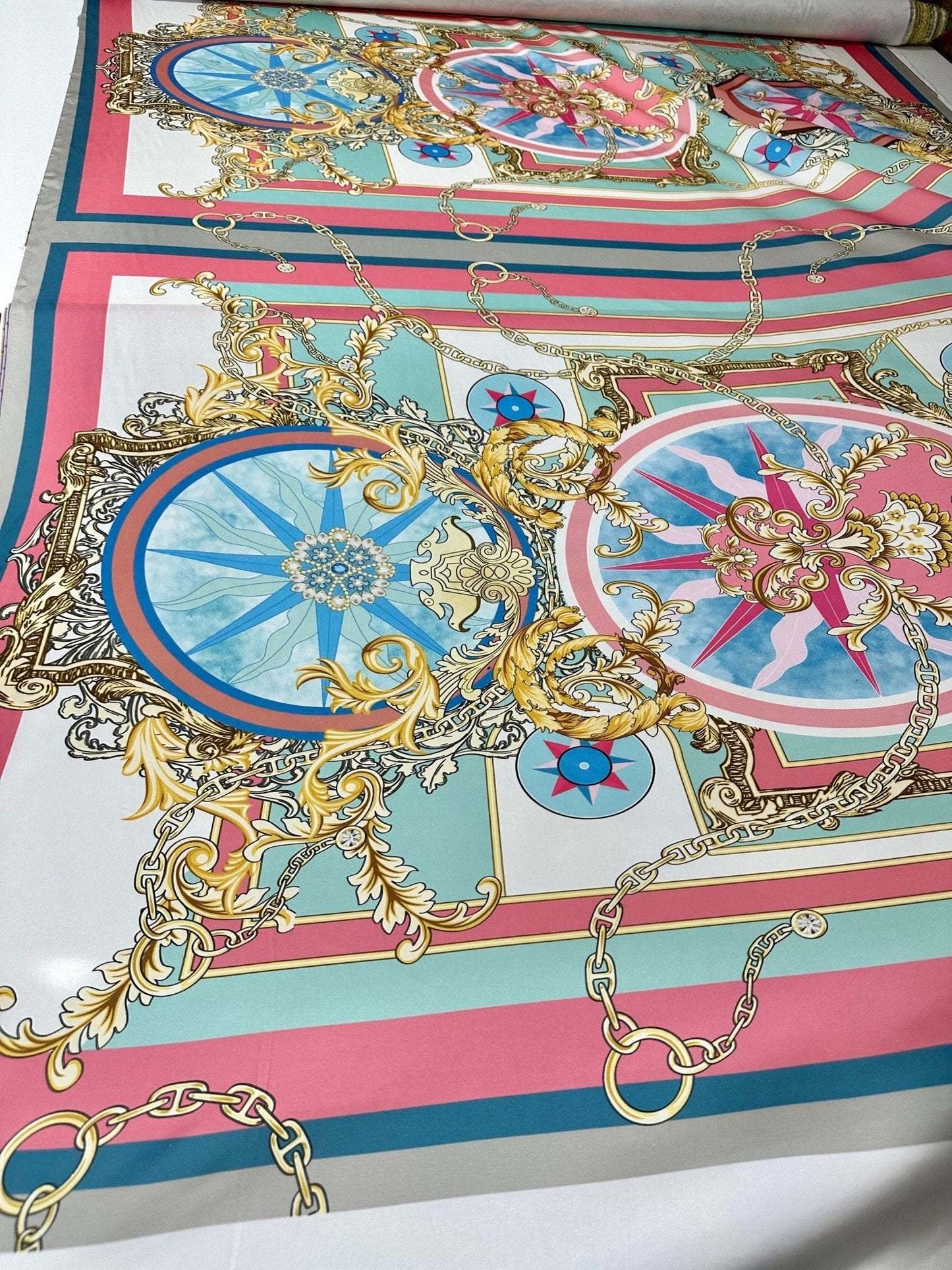 Baroque Chain Pattern Fabric by Metre
