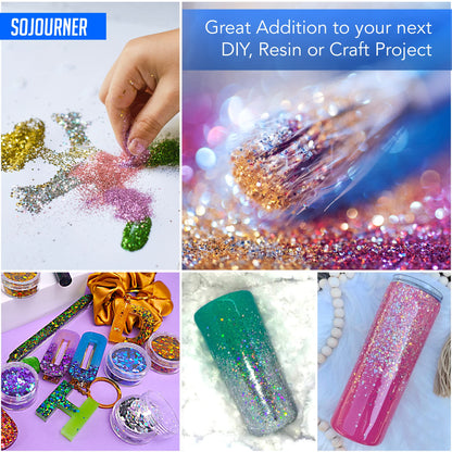 SoJourner Bags Neon Holographic Glitter – 12 Colors + Glitter Glue for Face, Hair & Nails