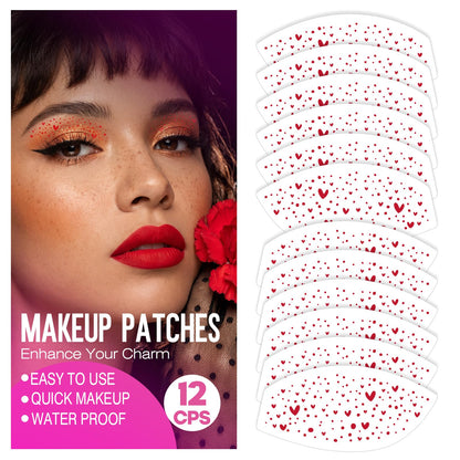 Sokfone Valentine Eye Speckles & Glitter Freckles Patches – Red Heart Design (6 Pairs)